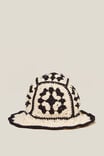 Fleur Crochet Bucket Hat, BLACK/ECRU BASE - alternate image 1