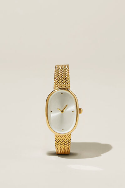 Classic Watch, GOLD PLATED OVAL BRAIDED BAND