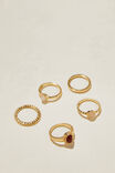 Multipack Rings, GOLD PLATED BOHO CARNELIAN - alternate image 1