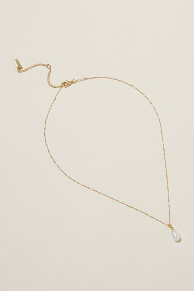 Colar - Pendant Necklace, GOLD PLATED PEARL DROP