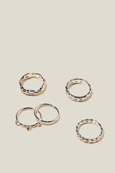 Anel - Multipack Rings, STERLING SILVER PLATED LINKS