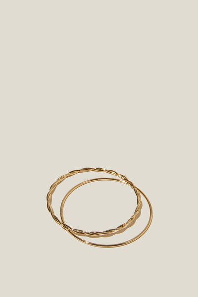 Multipack Bracelet, GOLD PLATED THIN BANGLE AND TWIST