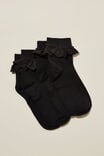 The Perfect Pair Pretty Frill Sock, BLACK - alternate image 1