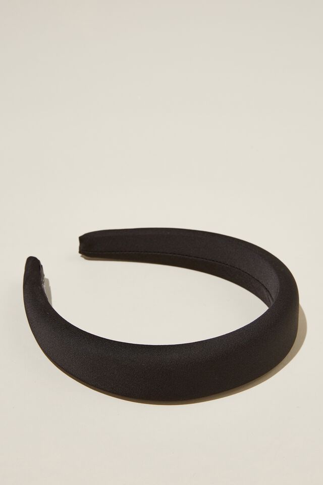 Paris Padded Headband, BLACK SATIN