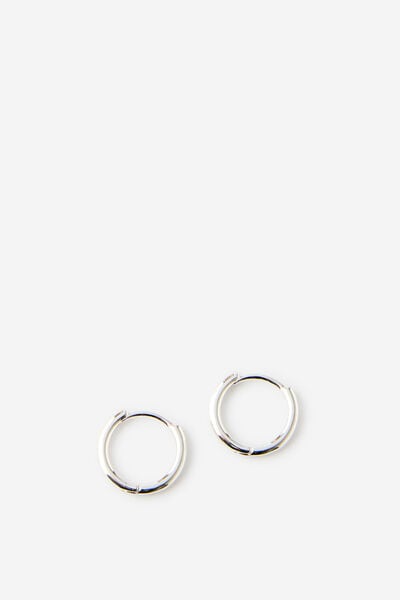 Premium Plated Small Hoop Earring, SILVER FINE HUGGIE