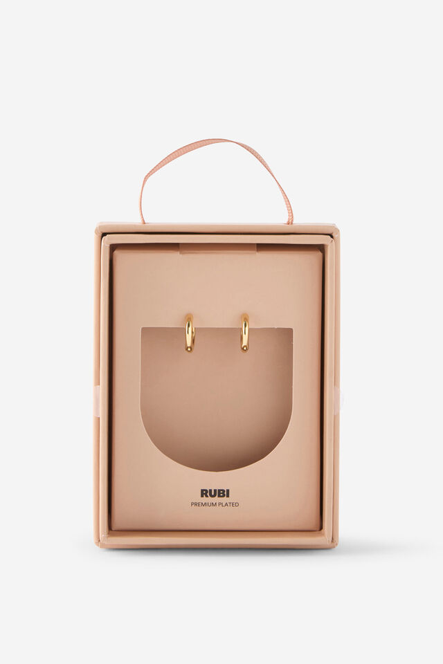 Premium Plated Gifting Earrings, GOLD SMALL HUGGIE HOOP