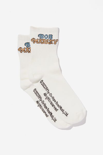 Fine Rib Sports Sock, LCN BRA BOB MARLEY LOGO