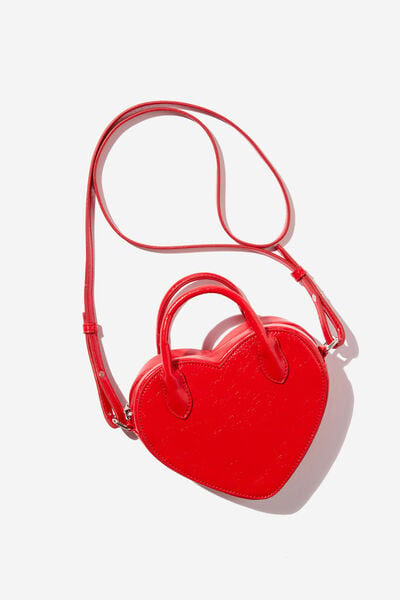 Heart To Heart Crossbody Bag, RED CRINKLE