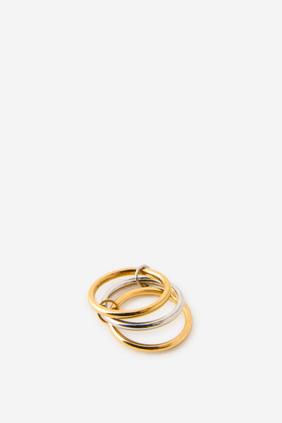 Waterproof Single Ring, GOLD STACKED LINK