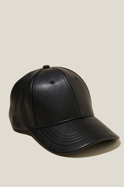 Textured Cap, BLACK PU