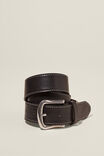 Classic Saddle Belt, BLACK/WHITE STITCH - alternate image 1