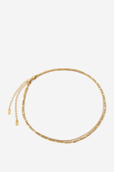 Waterproof 2Pk Necklace, GOLD LINK AND FINE CHAIN