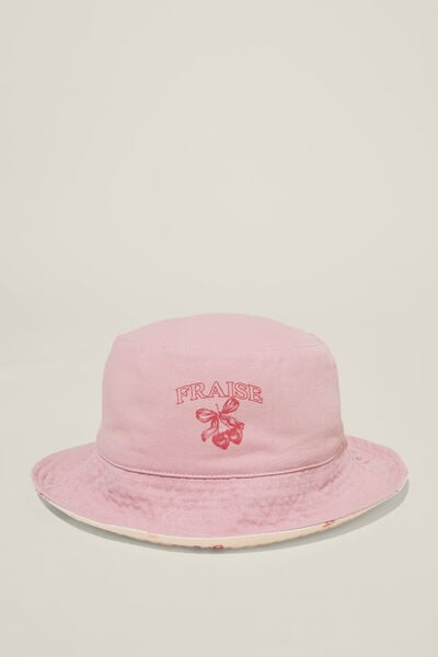 Reversible Bianca Bucket Hat, STRAWBERRY/PINK