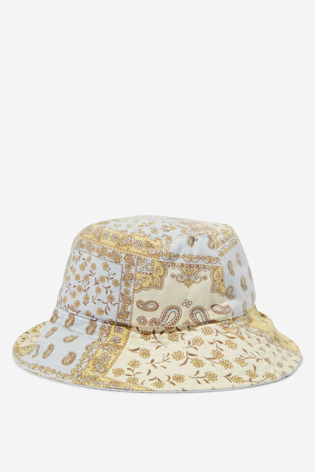 Reversible Bianca Bucket Hat, BANDANA LEMON ICING