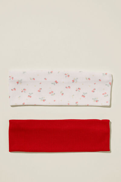 2Pk Soft Headband, STRAWBERRY DAHLIA PINK & RED