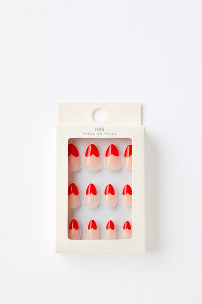 Press On Nails, RED SCALLOPED TIPS