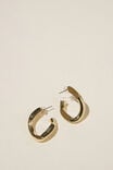 Mid Charm Earring, GOLD PLATED WAVY ANGUALR HOOP - alternate image 1