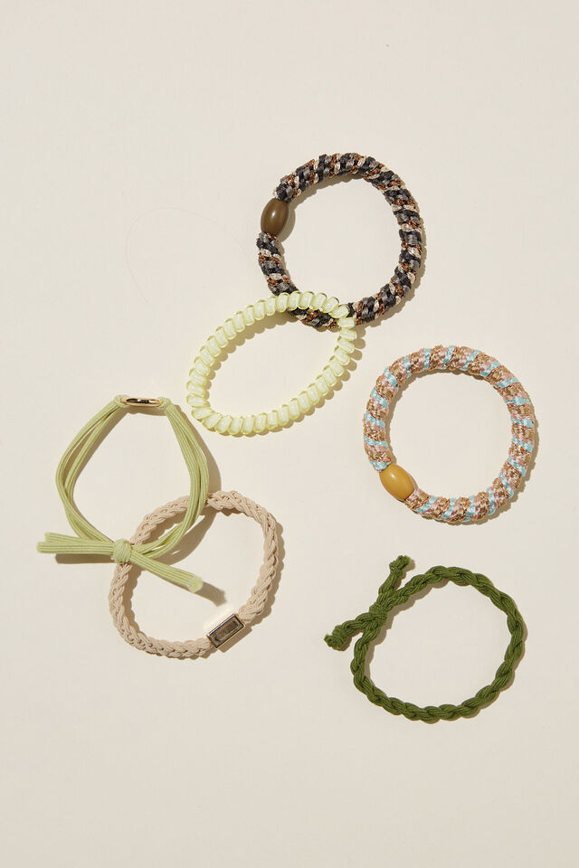 All Tied Up Hair Tie Pack, GREEN/METALLIC