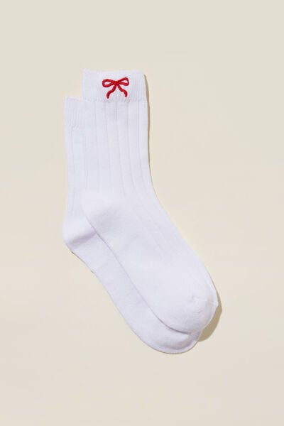 The Signature Crew Sock, WHITE/RED BOW