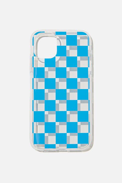 Printed Phone Case Iphone 11, BRIGHT BLUE CHECKERBOARD