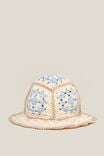 Fleur Crochet Bucket Hat, BLUE & TAUPE/ECRU BASE - alternate image 1
