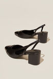 Lucinda Slingback Block Heel, BLACK/BLACK PATENT VEGAN LEATHER - alternate image 3