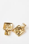 Mid Charm Earring, UP SQUARE DOUBLE DROP SWIRL GOLD - alternate image 2