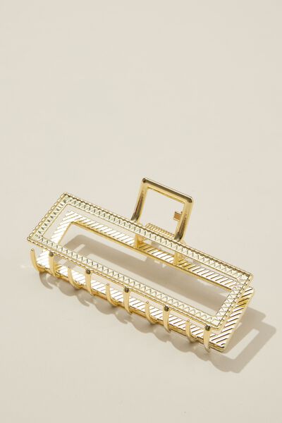 Metal Hair Claw, RECTANGLE GOLD