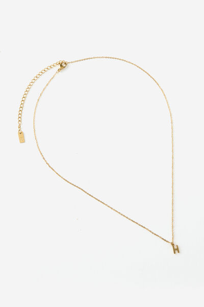 Waterproof Pendant Necklace, GOLD INITIAL H CLASSIC FINE CHAIN