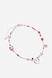 Beaded Necklace, SILVER PLATED GLASS ECLECTIC RED - alternate image 1