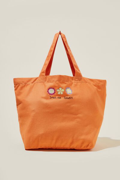 Everyday Canvas Tote, ORANGE/SMELL THE FLOWERS