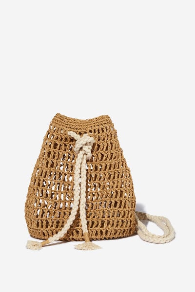 Marina Crochet Backpack, NATURAL