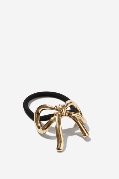 Chunky Metal Hair Tie, GOLD BOW