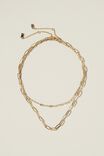 Colar - 2Pk Fine Chain Necklace, GOLD PLATED DOUBLE OPEN LINK - vista alternativa 1