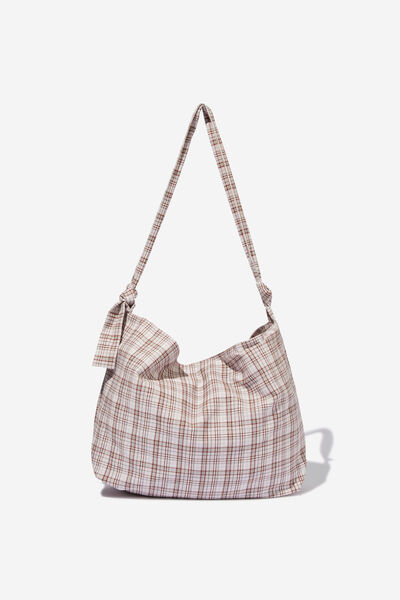 Alex Knotted Slouchy Tote, ASTRID CHECK CANVAS