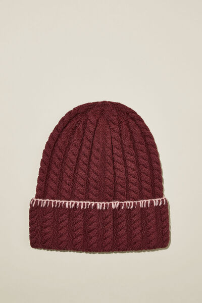 The Holiday Chunky Knit Beanie, BERRY CABLE