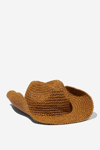 Amber Raffia Cowboy Hat, NATURAL RAFFIA