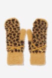 Fluffy Yarn Mittens, LEOPARD - alternate image 1