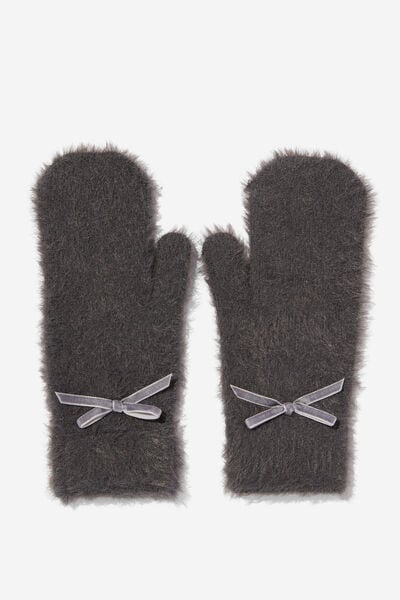 Fluffy Yarn Mittens, CHARCOAL