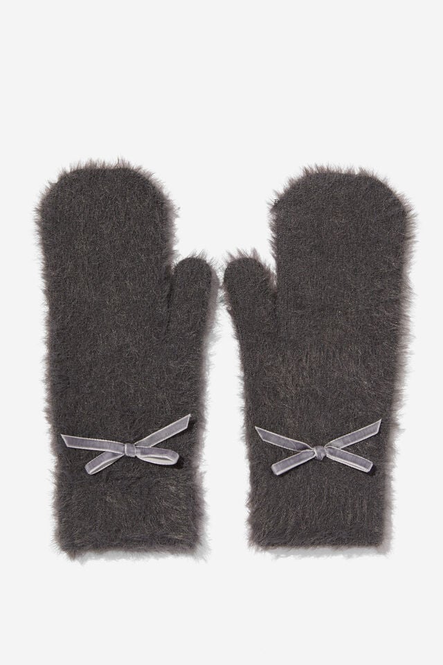 Fluffy Yarn Mittens, CHARCOAL