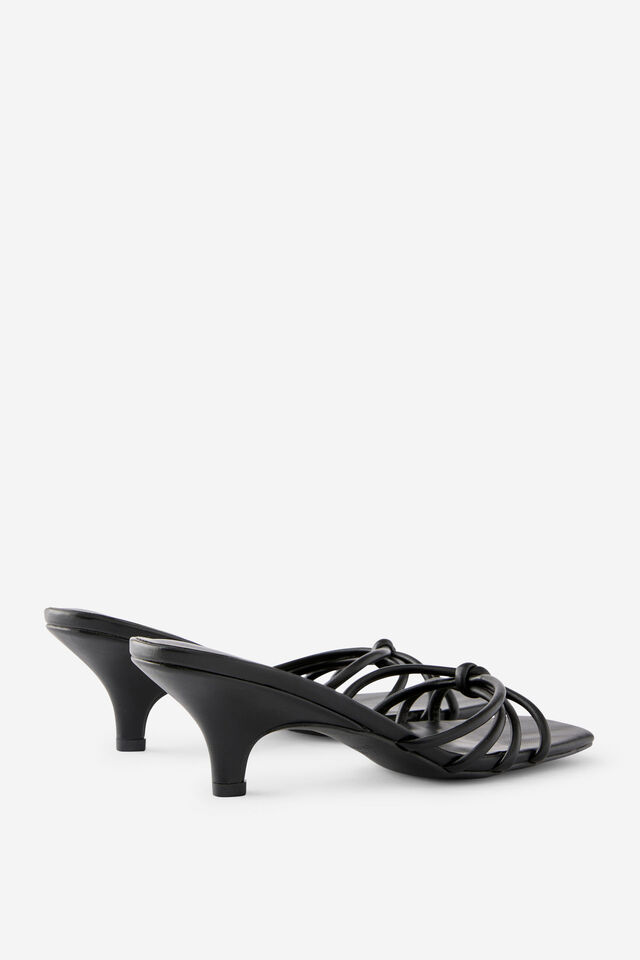 Penny Strappy Kitten Heel, BLACK PU