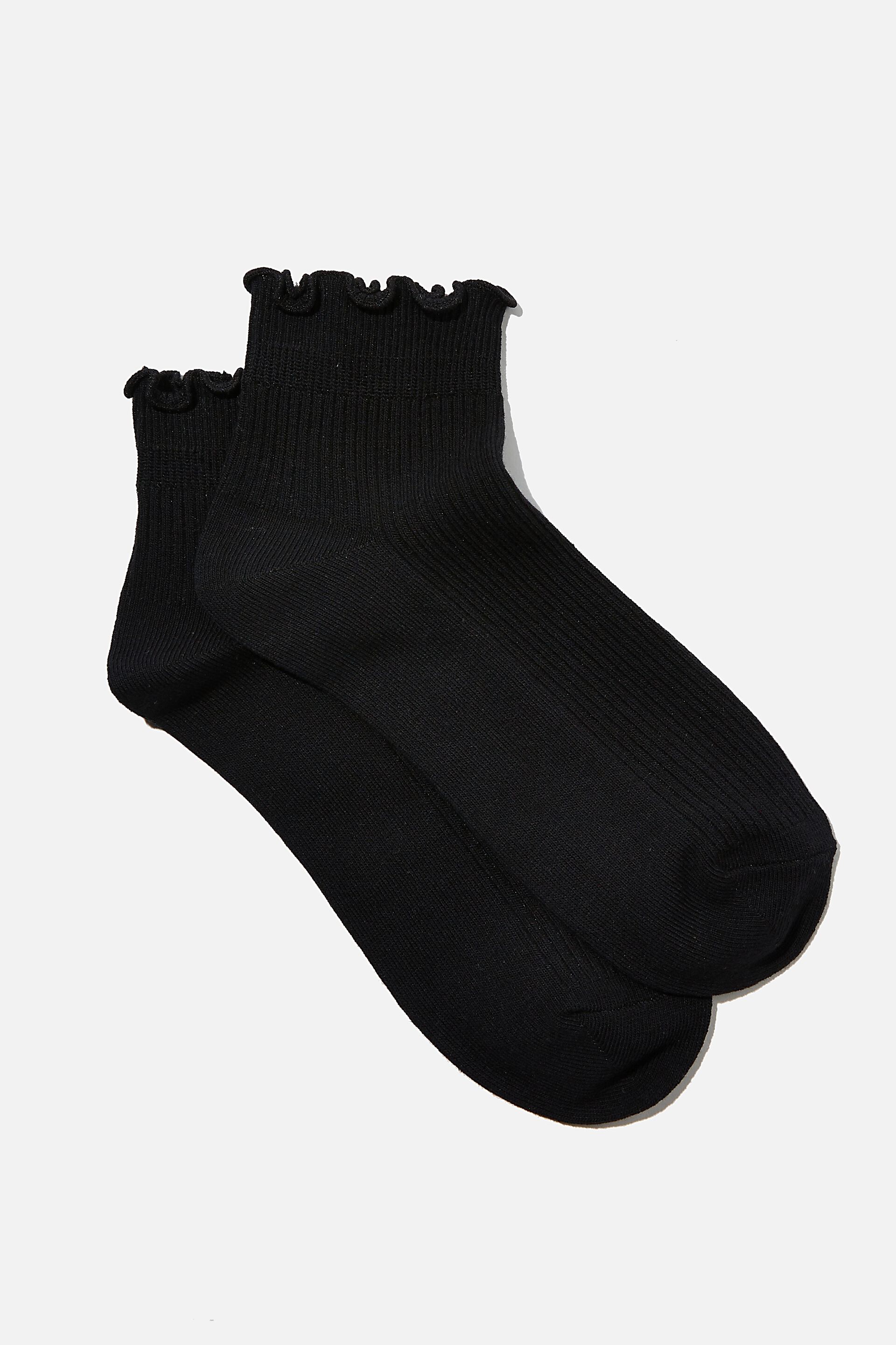 Women Socks | Frill Ribbed Ankle Sock - QM24275