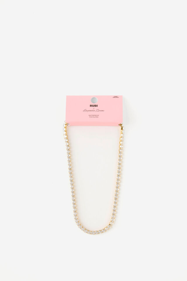 Rubi X Luyanda Zwane, WATERPROOF NECKLACE GOLD DIA TENNIS