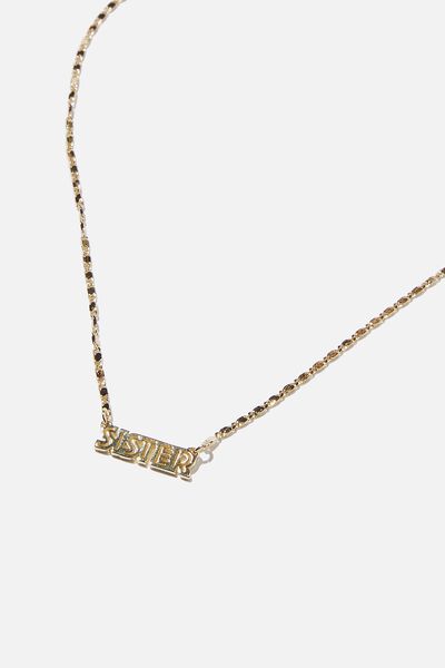 Premium Treasures Necklace Gold Plated, GOLD PLATED SISTER