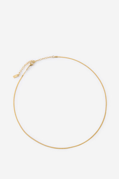 Waterproof Fine Chain Necklace, GOLD FINE SNAKE CHAIN