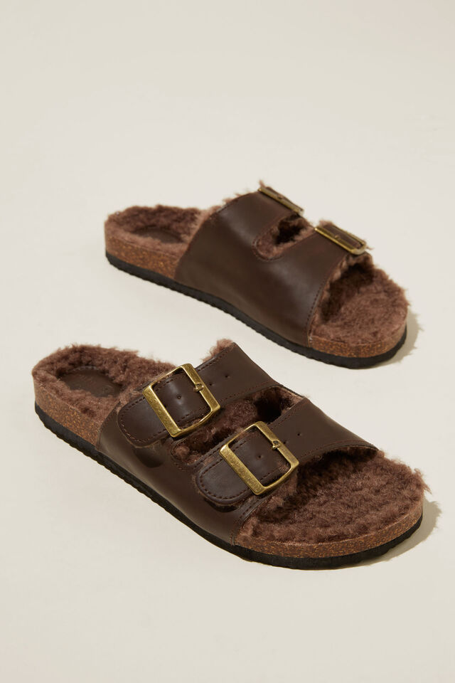 Rex Double Buckle Slide, BROWN OILED/COSY