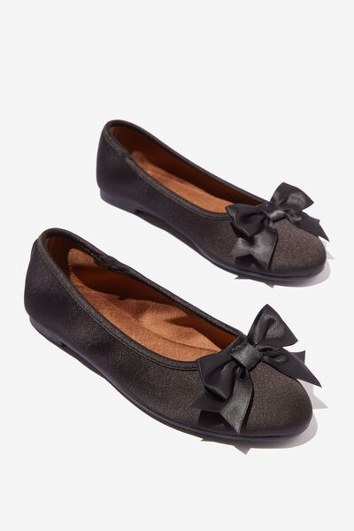 Emma Bow Ballerina, BLACK SATIN BOW