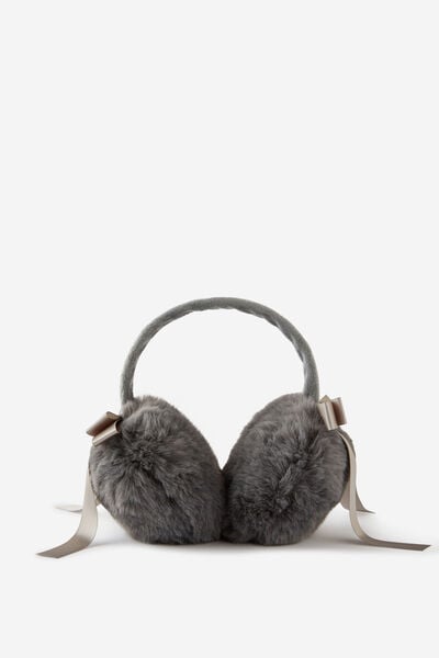 Fluffy Yarn Ear Muffs, CHARCOAL