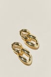 Mid Charm Earring, GOLD PLATED DOUBLE LINK STUD - alternate image 2