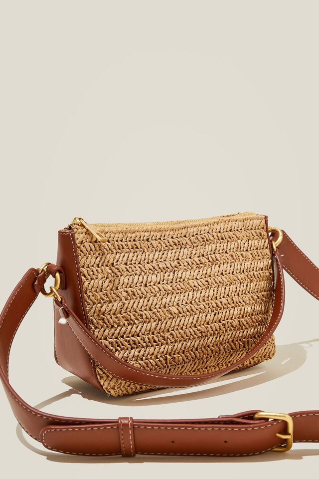 Tilly Textured Cross Body Bag, CHOCOLATE/NATURAL WOVEN